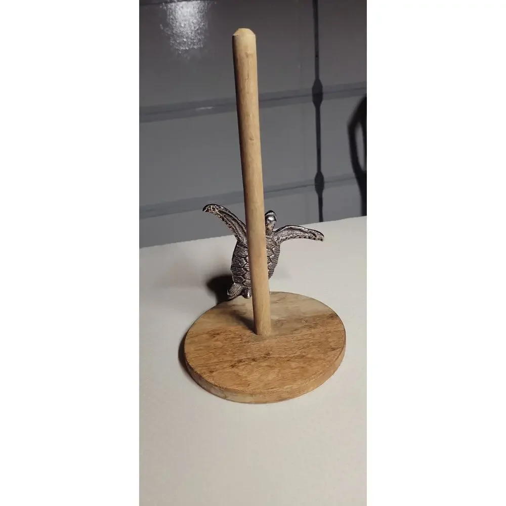 Mud Pie Sea Turtle Paper Towel Holder Wood Coastal Beach Kitchen Decor Farmhouse